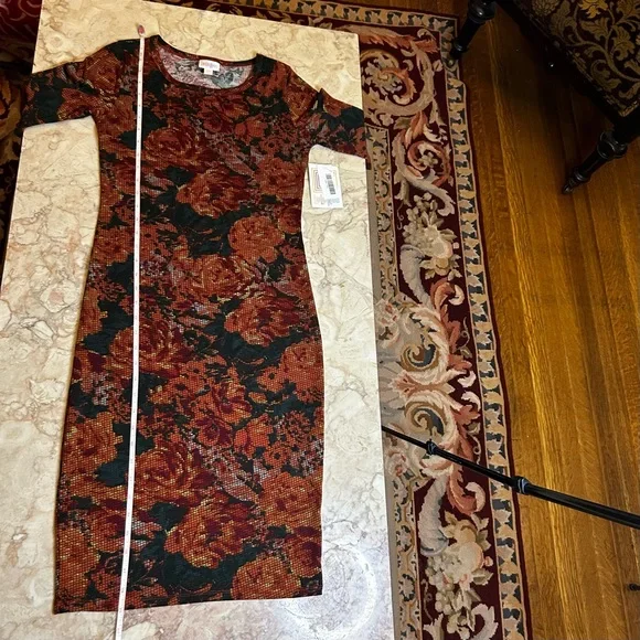 NWT LuLaRoe Julia Orange Floral Body-Con Dress Size XXS - Picture 12 of 15